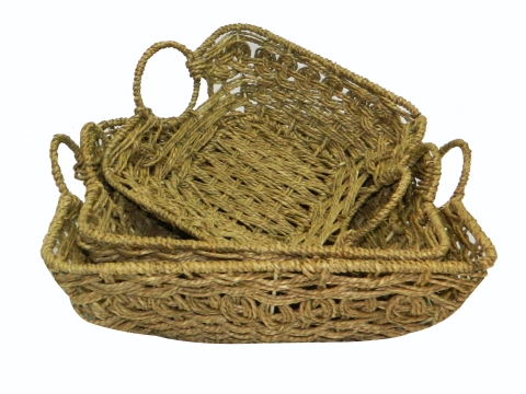 Square woven seagrass bowl natural