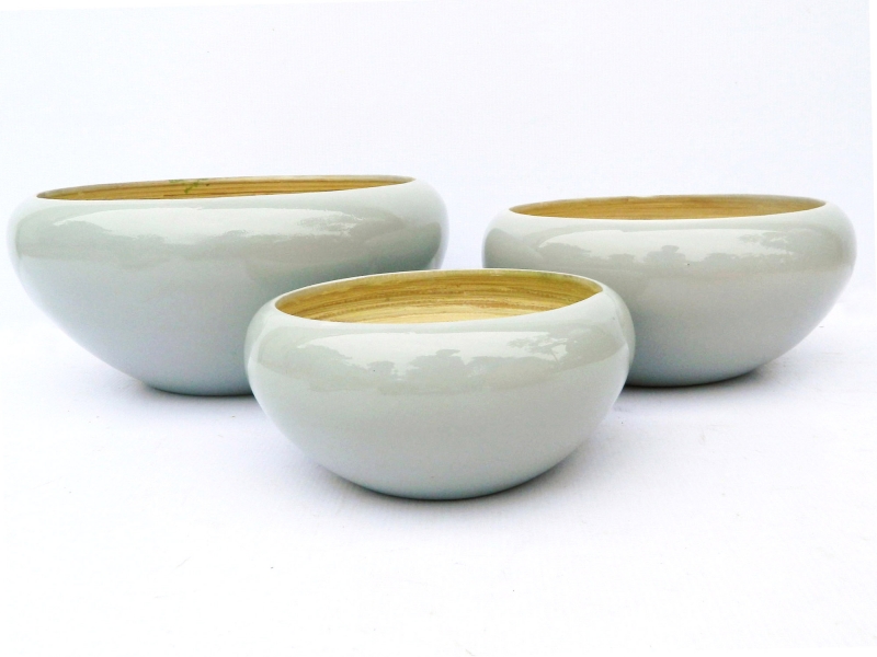 3pcs bamboo salad bowl - Solid glossy finishing
