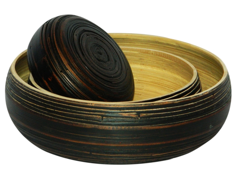 Vietnam bamboo bowl brown washed