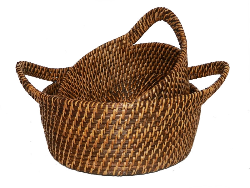 Vietnam rattan bowl with handles