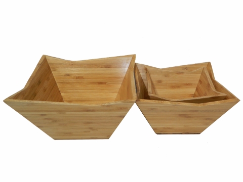 3pcs square laminated bamboo bowls