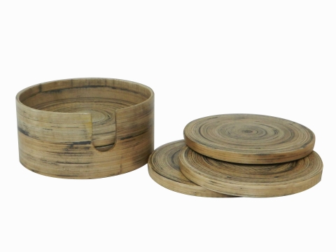 7pc bamboo coaster antique black