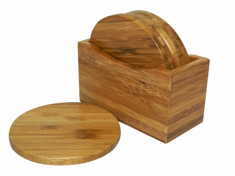 Square bamboo coaster, set of 7pcs