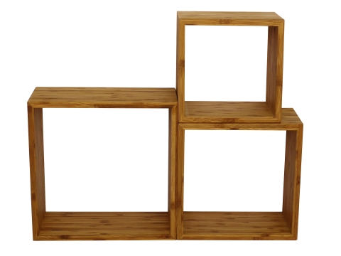 Square bamboo wall shelves