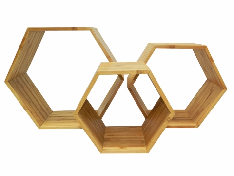 Hexangle bamboo wall shelves