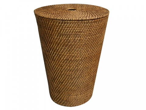 Round rattan hamper honey