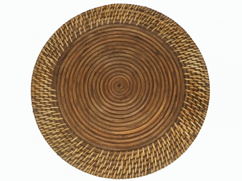 Round rattan placemat, honey color