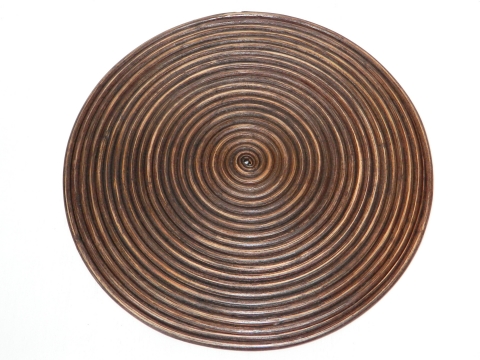 Round coiled rattan placemat brown washed