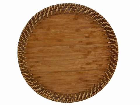 Round rattan placemat with bamboo
