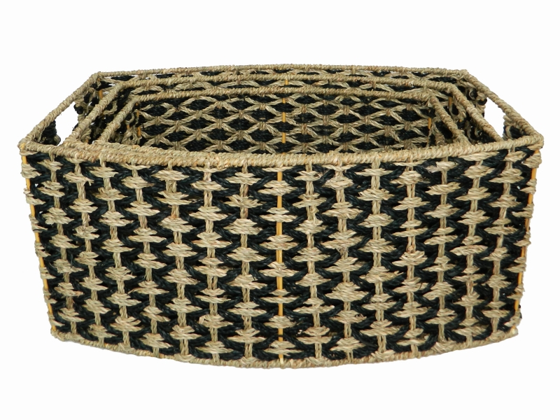 2 tone seagrass storage rectangular