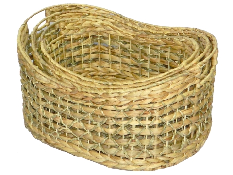 3pc oval water hyacinth storages open weave