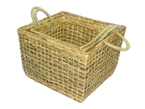 3pc rect water hyacinth storages open weave