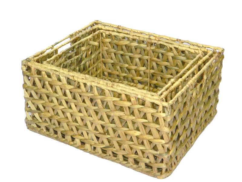 3pc rectangular water hyacinth storages natural