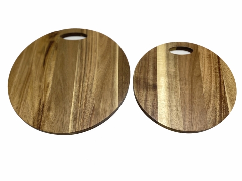 Durable round acacia cutting board (2pc)