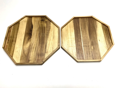 Octagonal acacia tray