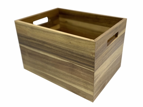 Stylish acacia storage bin