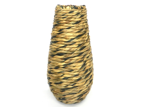 Woven round water hyacinth vase - 2 tone