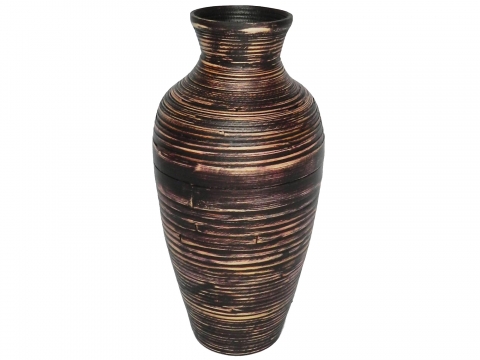 Bamboo vase brown washed