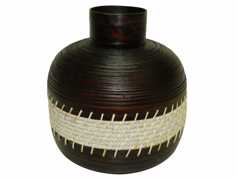 Bamboo vase with rope - brown washed